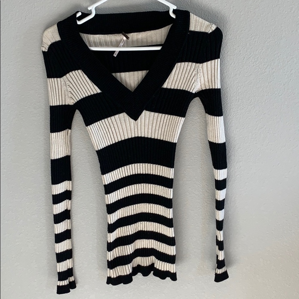 Black & Cream Striped Poof! Sweater